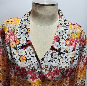 Vintage Blair‎ Multi Color Floral Button Down Shirt XL